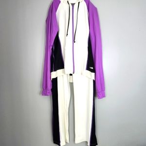 V.S.Shock Absorber athletic outfit. Pants & jacket. Blk,White,Purple. Sz sm/med.